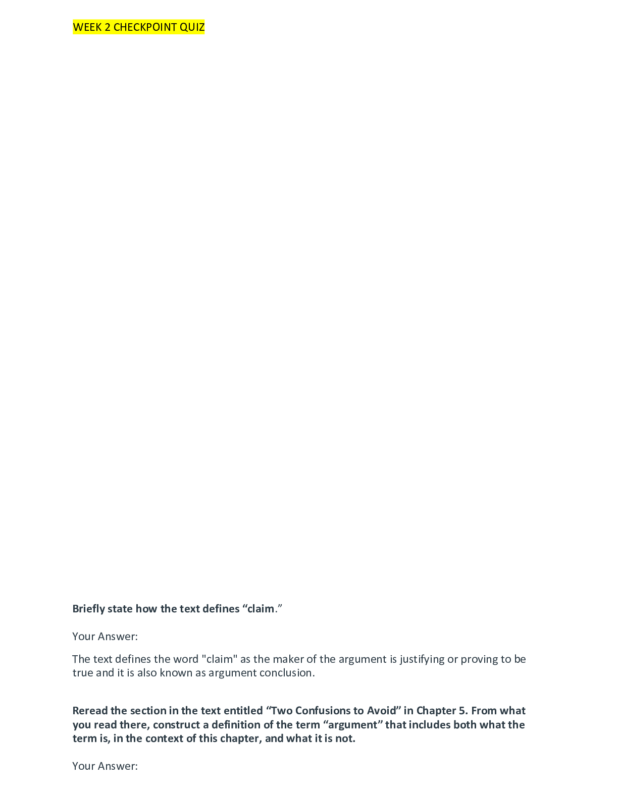 Preview image for PHIL 347 Week 2 Checkpoint Quiz (Already Graded 100%)